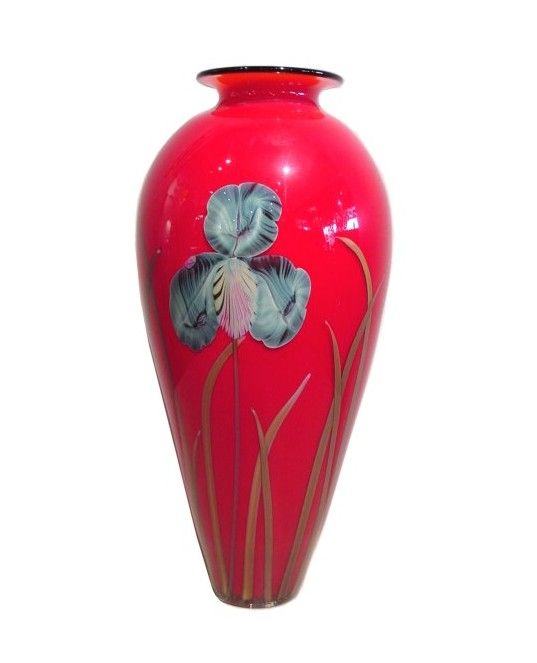 Vase - Tall Red Iris Vase by Richard Satava (Richard Satava) - Crystal ...