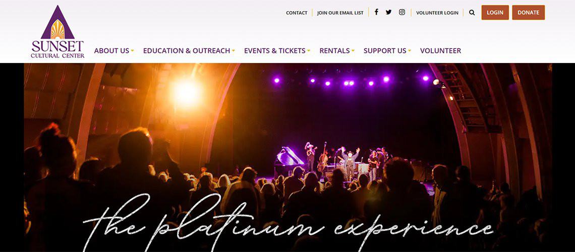 Sunset Center Web development special events