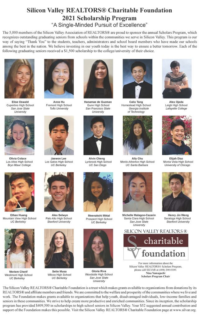 Image about Silicon Valley REALTORS&reg; Award Scholarships to 18 High School Seniors