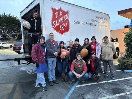 Image about Thanksgiving Turkeys and Hams for   300 Monterey Peninsula Families Made Possible by  Chris Shake and Sabu J.R. Shake's Sponsorship via distribution by the Salvation Army Corps of the Monterey Peninsula