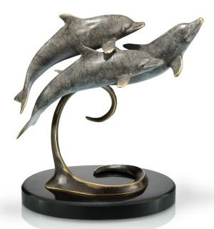 Bronze Triple Dolphins Sealife Sculpture