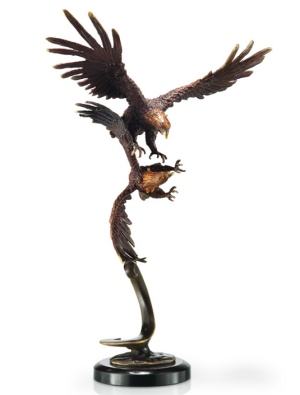 Bronze Double Flying Eagles Sculpture