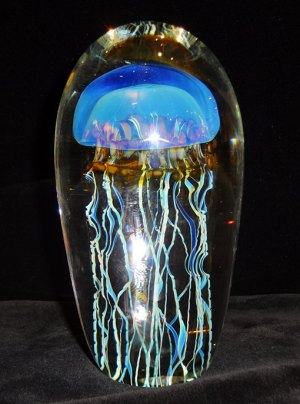 Blue Moon Glass Jellyfish Sculpture by Rick Satava