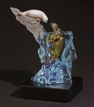 Seal It With A Kiss - Mother and Harp Seal Pup Sculpture