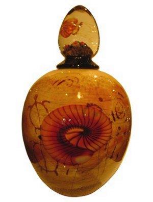 Plum Nautilus Gold Lidded Vase by Satava