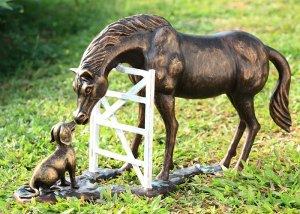 Barnyard Pals- Horse and Dog  Garden Sculpture