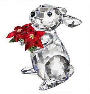 Rabbit with Poinsettia by Swarovski