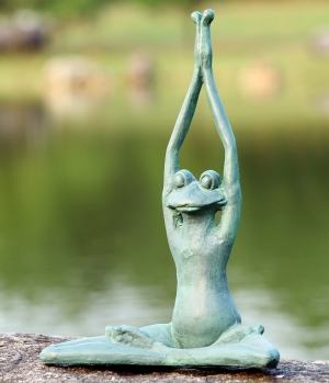 Stretching Yoga Frog Garden Sculpture
