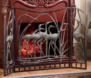 Crane Flock Decorative Fireplace Screen