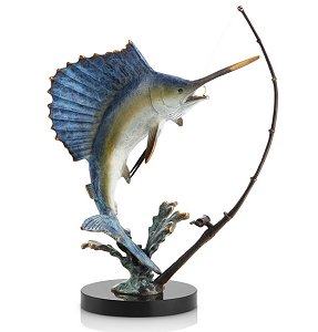 Fighting Sailfish with Tackle sculpture 80257
