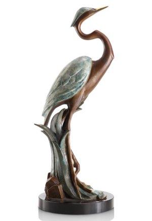 Resting Heron Waterfowl Sculpture