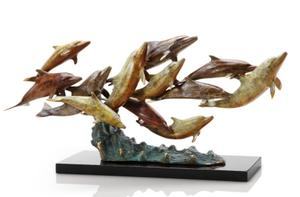 Dozen Swimming Dolphins Sculpt