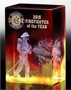 Custom Crystal Firefighter recognition award
