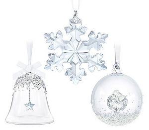 Swarovski 2016 Ornament Set Snowflake,Ball,Bell