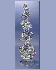Dichroic 5 Optical Crystal Tumbling Cube tower