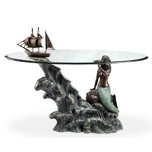 Mermaid Schooner Metal/ glass coffee table retiring SALE