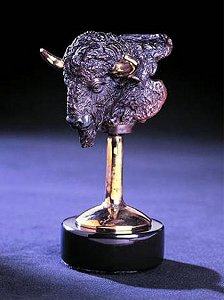 BRONZE BISON HEAD SCULPTURE