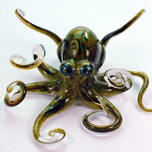 Hopko Art Glass Earth tone octopus