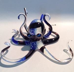 Blue tang Hopko art glass Octopus