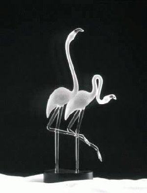 Flamingo Pair Glass Sculpture - Special order