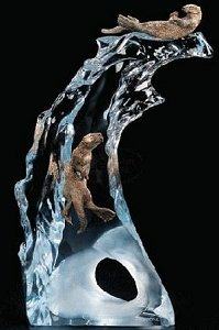 Harmony, Sea Otters Sculpture by Kitty Cantrell