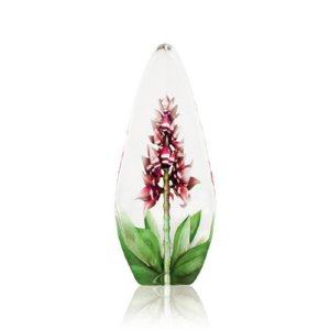 Mats Jonasson Red Orchid - Etched Glass Paperweight-MJ 33819