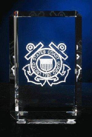 Laser Etched Glass US COAST GUARD EMBLEM - SALE