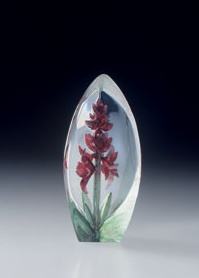 Mats Jonasson Mini Red Orchid Flower paperweight - MJ 88155