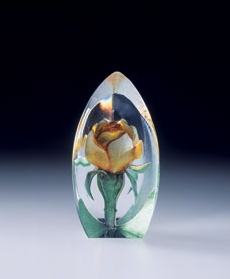 Yellow Rose - Miniature Etched Glass Flower- MJ 88151