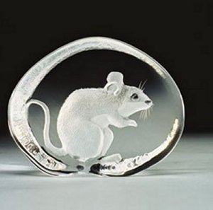 Mouse -Etched Crystal by Mats Jonasson- MJ 33369