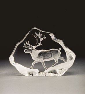 Mats Jonasson Etched Crystal Reindeer - MJ 33597