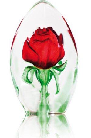 Mats Jonasson Red Rose  - Crystal Flower Etching - MJ 33837