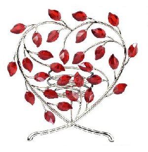 Jewels Red Leaves Heart Candleholder - RETIRED