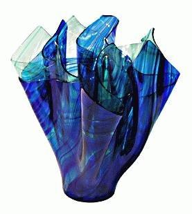 Serviente Glass Blue Dyad Folded Vase, Large