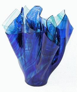 Serviente Glass Blue Dyad Folded Vase, Extra Large