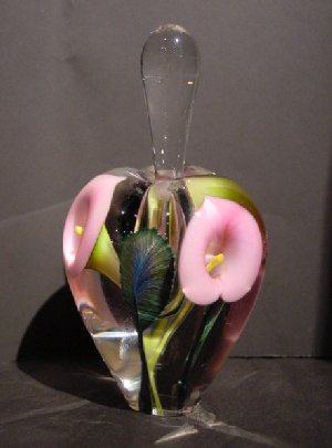 Calla Lily Tall Perfume Bottle, Pinkish Lavender Tri Lobe