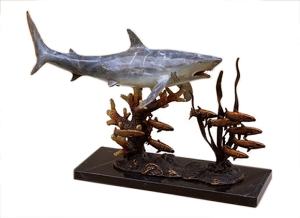 Shark with Prey Sculpture 30969