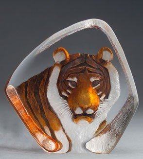 Orange Tiger Etched Crystal by Mats Jonasson  - MJ 33861