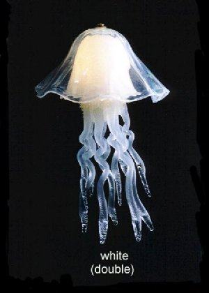 White Glass Jellyfish Lamp, Double Dome