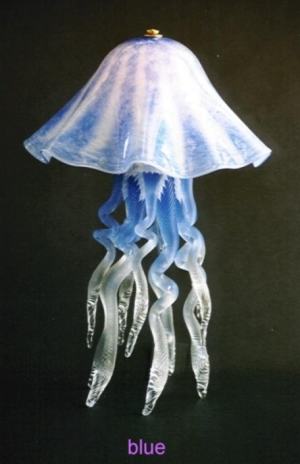 Blue Glass Jellyfish Lamp, Single Dome