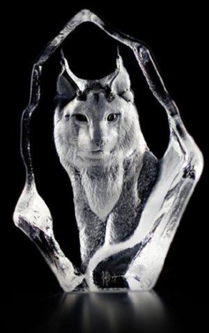 Mats Jonasson Lynx - Miniature Etched Crystal MJ 88135