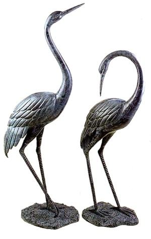 31291 Bronze Garden Cranes Pair Medium