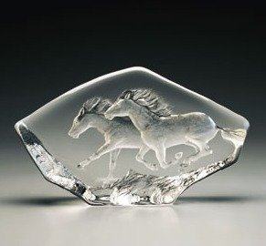 Mats Jonasson Running Horses Crystal Sculpture MJ 33716 LRG