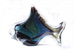 Large Dichroic Black Fish - Infinity Art Glass