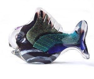 Small Dichroic Black Fish - Infinity Art Glass