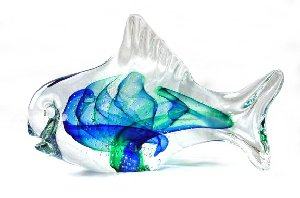 Infinity Art Glass Large Transparent Fish, Blue/Green
