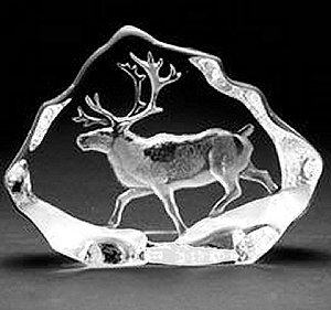 Mats Jonasson Reindeer Crystal Sculpture MJ 33399