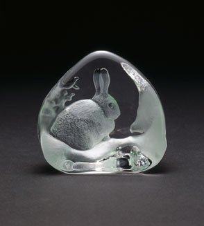 Mats JonassonHare Etched CrystsalSculpture MJ 33552
