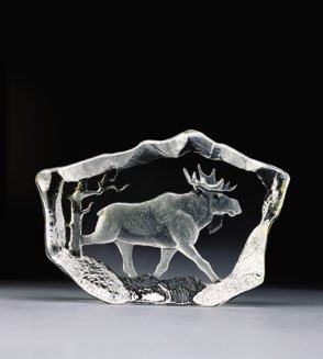 Mats Jonasson Moose Crystal Etched Sculpture33747