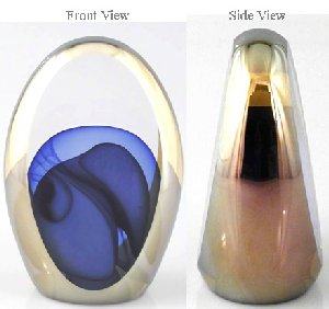 2 Panel Blue & Opal Veil Paperweight, Amber Rhapsodie Series